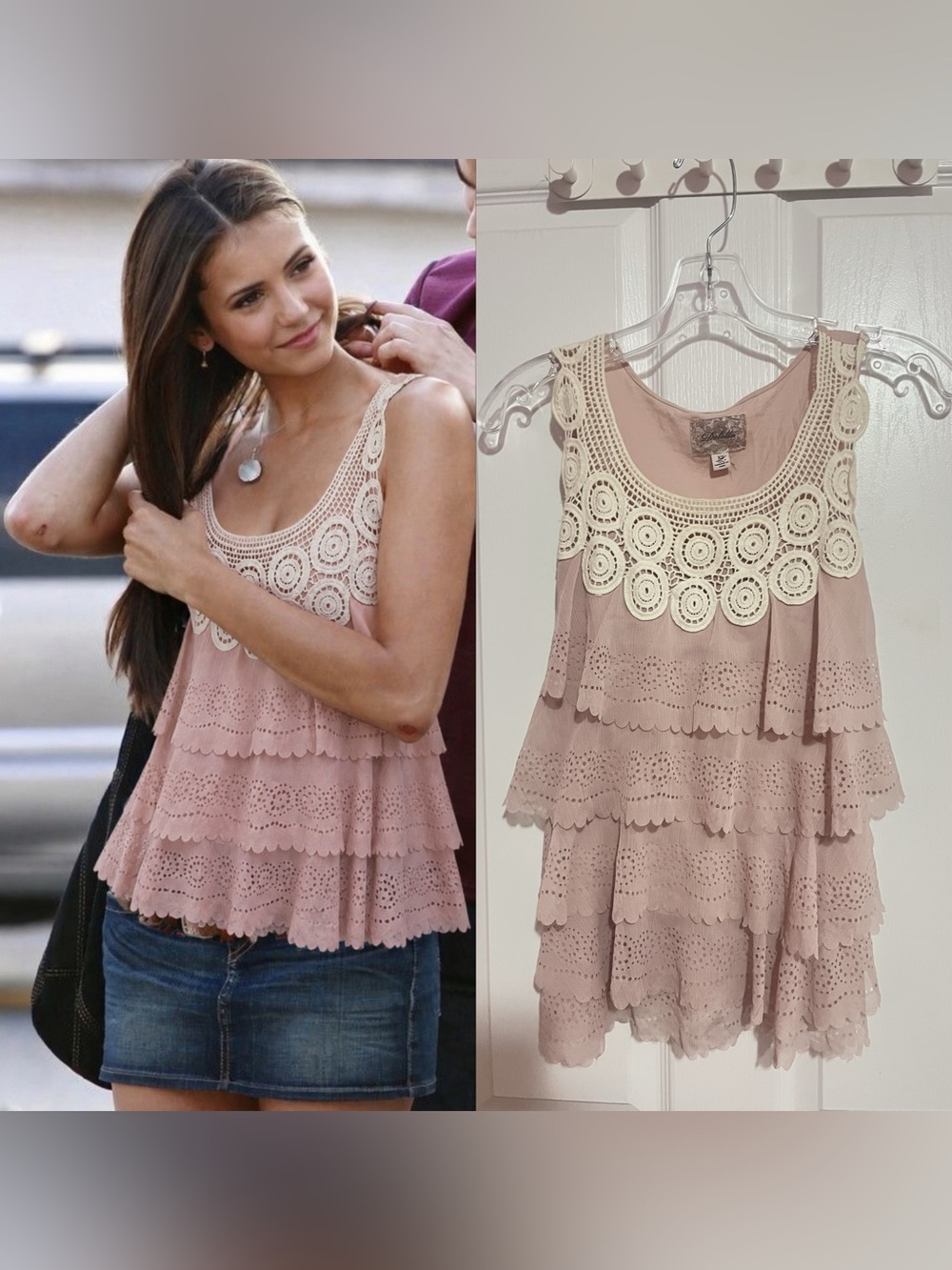 Vintage White Flowy Pink Tier 2000s Top